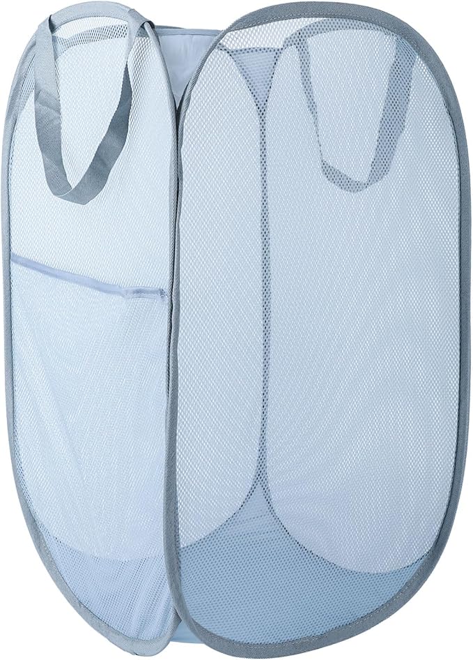 Upgraded 100L Extra Large Collapsible Laundry Hampers. Pop Up Laundry Basket Mesh with Pocket, Fold Compact, Large Hold Portable Travel Laundry Bag for Dorm Storage Bin, Grey. V by NairSnow
