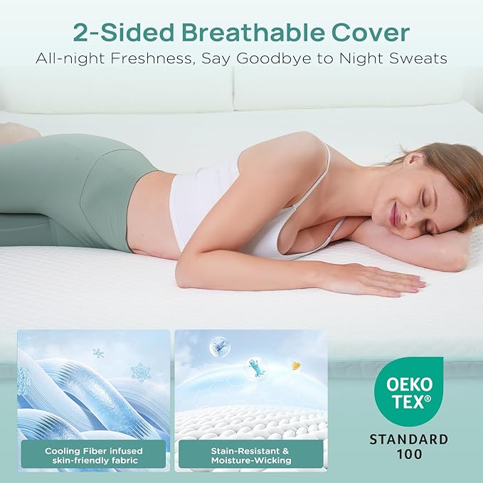 3 Inch Firm Mattress Topper King Size, Memory Foam Bed Topper with Soft & Firm Options for Back Pain Relief, Mattress Topper with 2-Sided Cover, Ergonomic 5-Zone Design, CertiPUR Certified