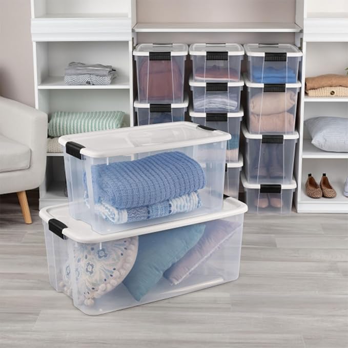 Sterilite 4 Pack Ultra Latching Box, Storage Bins with Lids, Clear Plastic, 70 Quart - Heavy-Duty Organizing Containers for Closet, Bathroom, and Office - Image 6