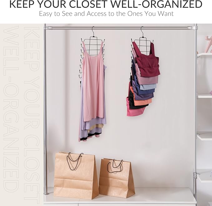 ZEDODIER 4 Pack Tank Top Hanger Space Saving, Bra Hangers for Closet Organizer, Hanging Bra Organizer Tank Tops Holder with 32 Hooks, Metal Closet Organizers and Storage Small Space Solutions, Black - Image 5