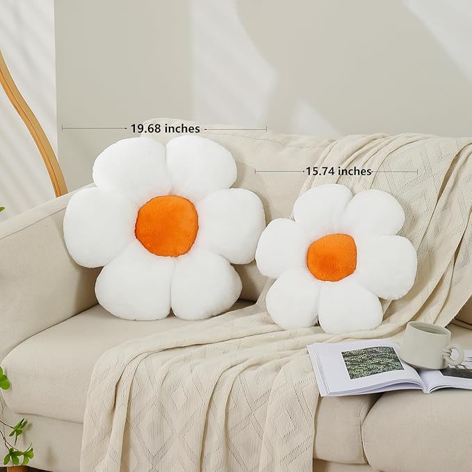 CANGHI Hot Pink Flower Pillow 19.68 inch Flower Shaped Throw Pillows Daisy Plush Pillow Floor Pillows Seat Cushion Cute Aesthetic Decorative Throw Pillows for Bed Home Sofa Chair Couch Decor