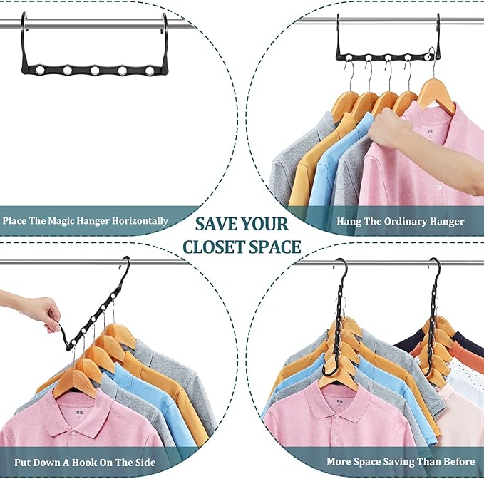 AMKUFO Closet Organizers and Storage 20 Pack Hanger Organizer Magic Hangers Space Saving Hanging Plastic for Heavy Clothes, Dorm Room Bedroom Home RV Car Camper Organization Essentials - Image 2