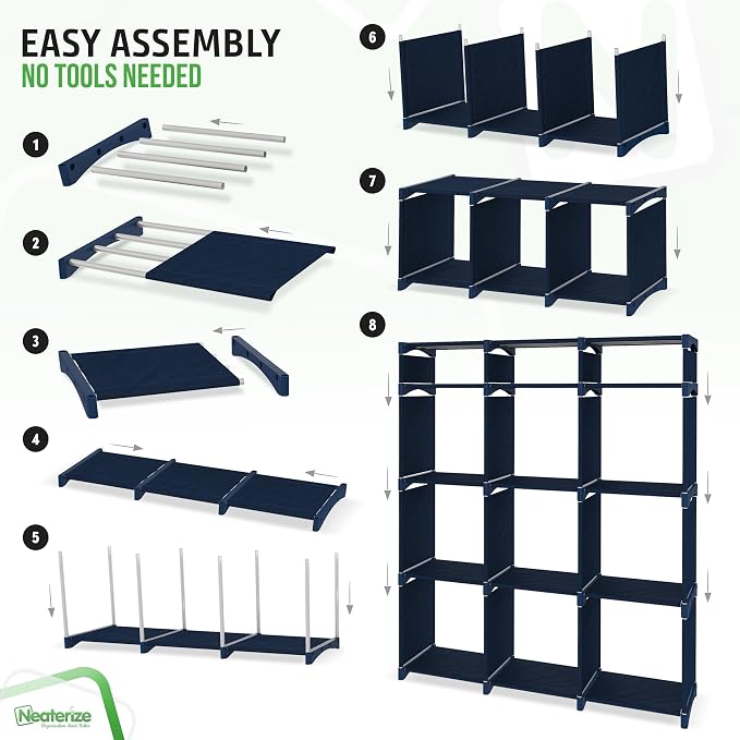 Cube Storage Organizer with Storage Bins Included - The Perfect Closet Organizers and Storage Solution. Includes 12 Storage Cubes, Great For Toy Storage, Closet Storage, Clothes Storage (Navy) - Image 4