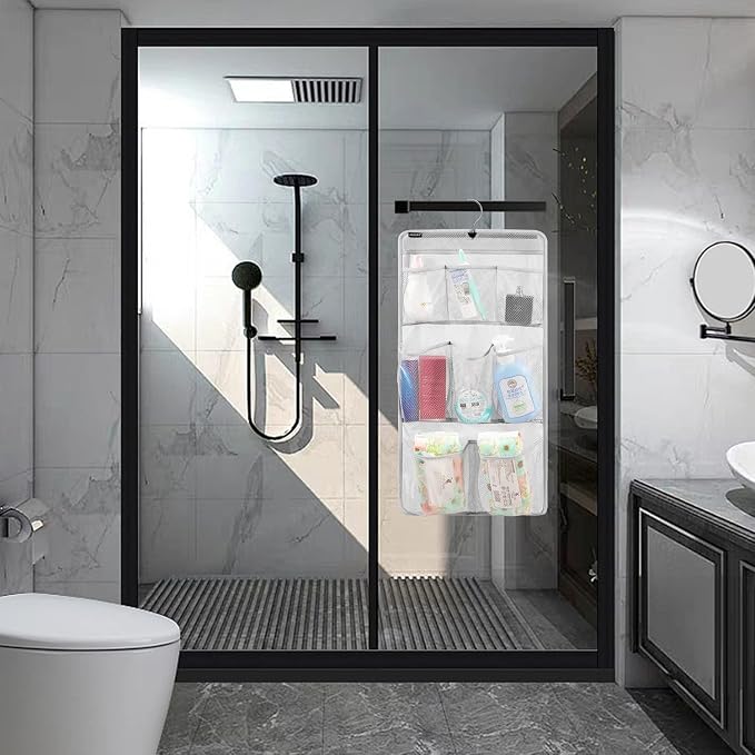 Mesh Shower Organizer Hanging Caddy Quick Dry Bathroom Storage for Toiletry Accessories with Rotating Hanger (8 Pockets) - Image 6