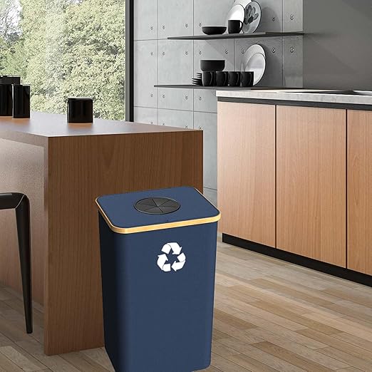 Recycling Bin for Kitchen Indoor Home, Large 100L/ 26 Gallon Recycle Bin with Lid Removeable Reusable Inner Bag Bottle Can Glass Waste Plastice Stickers (Blue, 26 Gallon) - Image 7