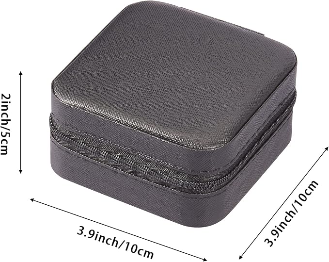 PU Leather Small Jewelry Box, Travel Portable Jewelry Case for Ring, Pendant, Earring, Necklace, Bracelet Organizer Storage Holder Boxes (Black) - Image 4