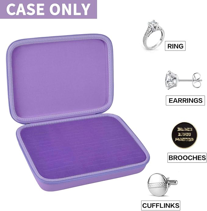 GWCASE Ring Organizer Storage Case - Jewelry Ring Display Collector Box with 42 Slots. Rings Tray Holder Showcase Fits for 50+ Rings, Earrings, Brooches and Cufflinks (Box Only)-Purple - Image 2