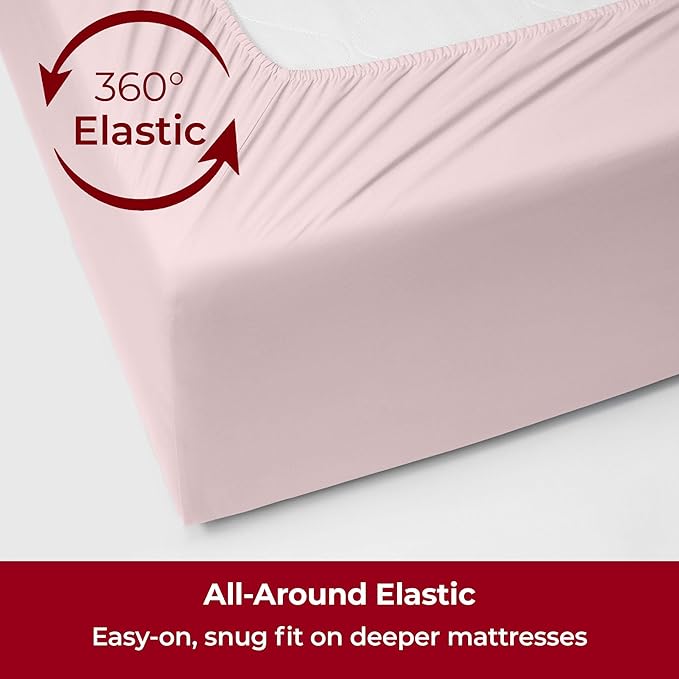 Mellanni Extra Deep Full Sheets - 4 PC Iconic Collection Bedding - Hotel Luxury, Ultra Soft, Cooling Bed Sheets - Wrinkle, Fade, Stain Resistant (Full, Blush Pink)