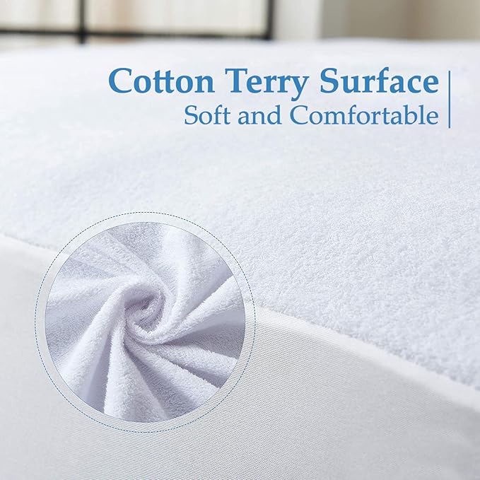 Comfort Beddings 100% Organic Cotton Mattress Protector Emperor/Wyoming King Mattress Cover 250GSM, Waterproof, Noiseless Fitted Bed Cover Protector with 18" Deep Pocket