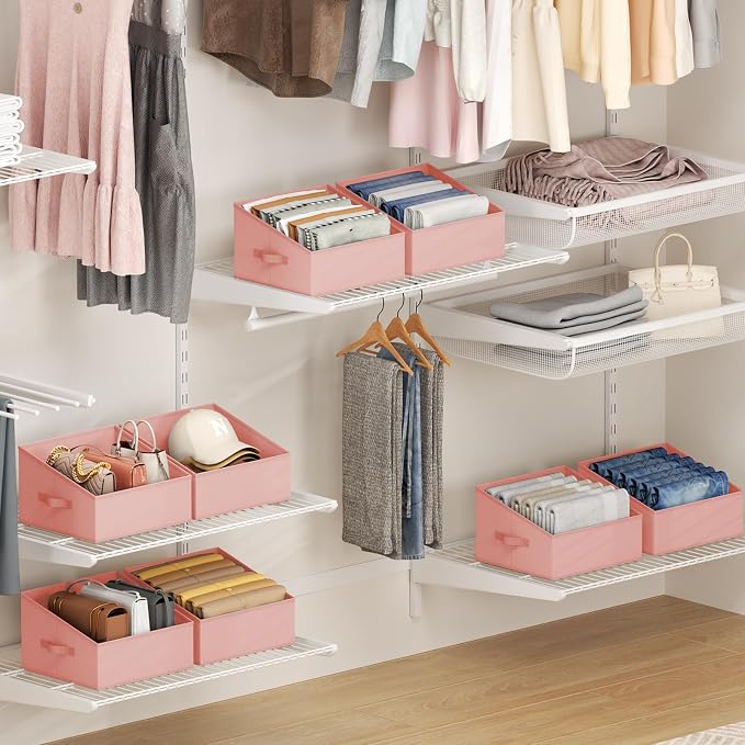 DIMJ Closet Storage Bins 10 Pack - Fabric Storage Baskets for Shelves, Collapsible Clothes Organizer with Handles, Trapezoid Shelf Organization Storage Cubes for Purse, Toys, Books, Towel, Clothes - Image 4