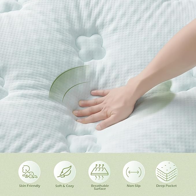 Hansleep Memory Foam Mattress Pad Topper King, King Size Mattress Topper Viscose Derived from Bamboo, King Foam Bed Mattress Pad Cover for Back Pain Relief, 78" x 80", White