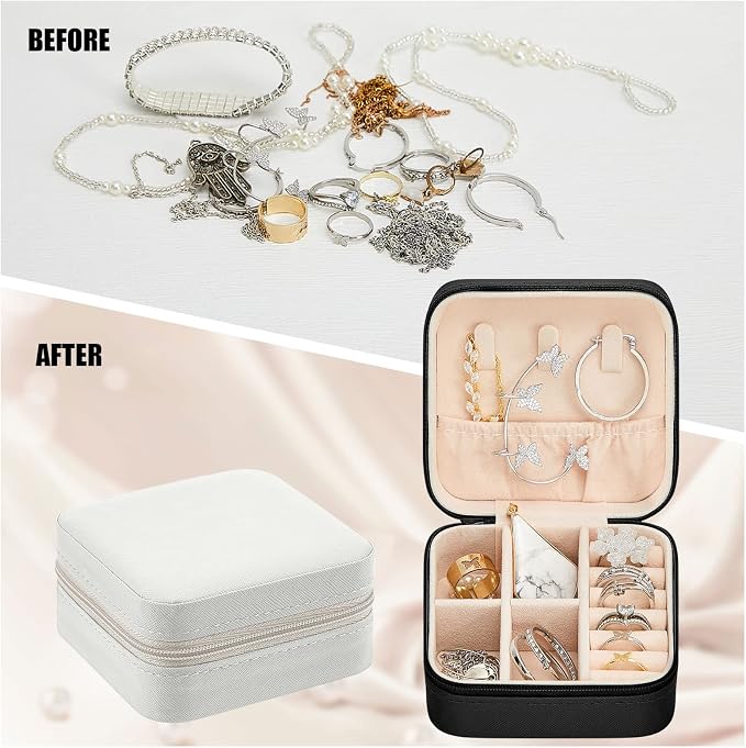 Taiyin Travel Jewelry Case, Bridesmaid Gifts Mini Jewelry Organizer, PU Leather Portable Earring Box for Women Girls - Image 5
