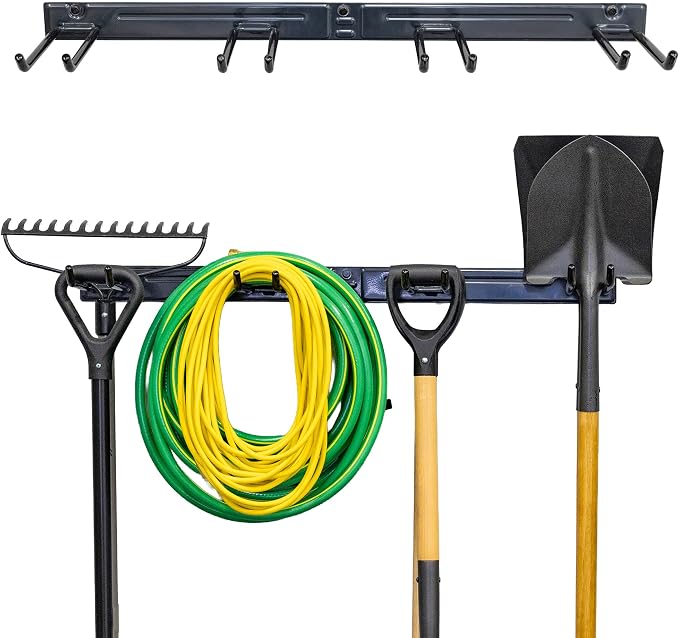 StoreYourBoard 36" Garage Tool Organizer Wall Mount | Garden Tool Organizer System | Heavy Duty Garden Tool Storage Rack for Yard Tools Rakes Shovels 250lbs Garage Organization | 4 PVC Coated Hooks by StoreYourBoard