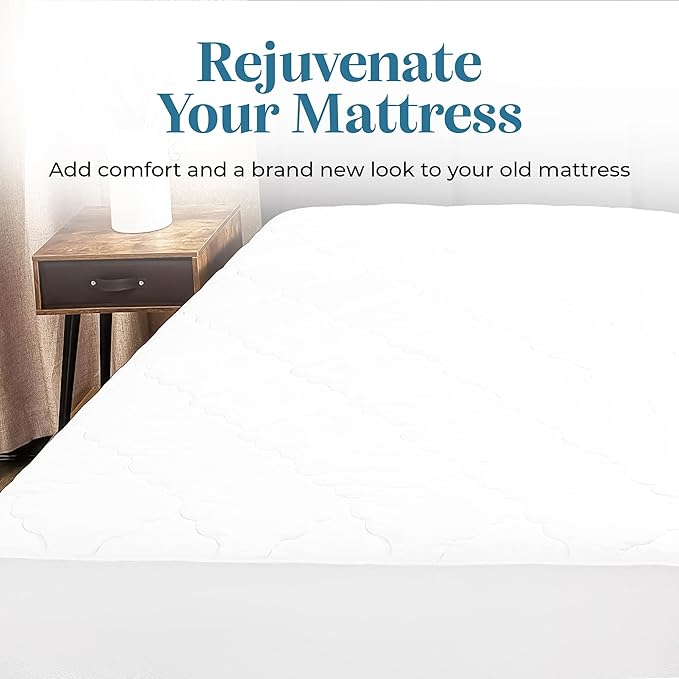 Micropuff Fitted Mattress Pad - Cot Size 33” (33" x 75") Mattress Pad - Soft and Comfortable Fitted Mattress Protector - Mattress Cover Stretches up 12 to 15 Inches Deep - Easy to Wash