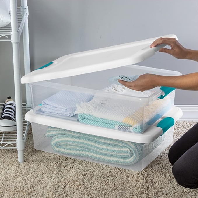 Latching Storage Box, See-Through Base, 32-Qt - Image 5