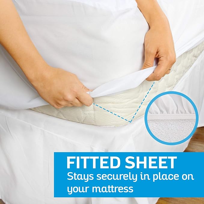 Sures Waterproof Mattress Protector - Full Size Bedsheet - Fitted Machine Washable Bed Sheet - Vinyl Free Bedwetting Cover Pad - for Kids, Adult, Elderly