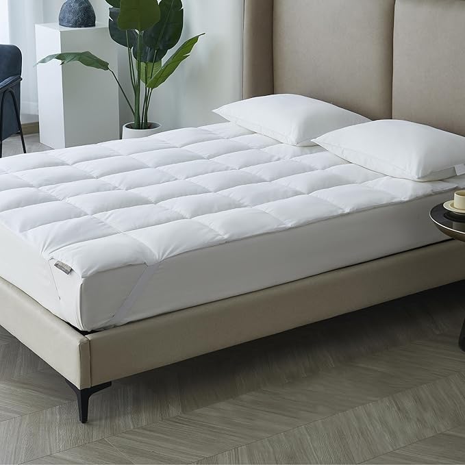 Kathy Ireland Brrr Pro Cooling Tencel Quilted Fitted Mattress Topper King Size, 300 Thread Count Tencel Lyocell/Polyester Filling Mattress Topper Breathable Soft Mattress Cover Pad - White
