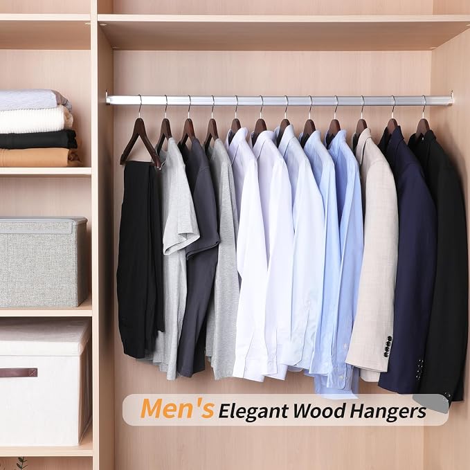 Amazon Basics Wood Suit Clothes Hangers for Closet Organizer, Cherry, 30-Pack - Image 6