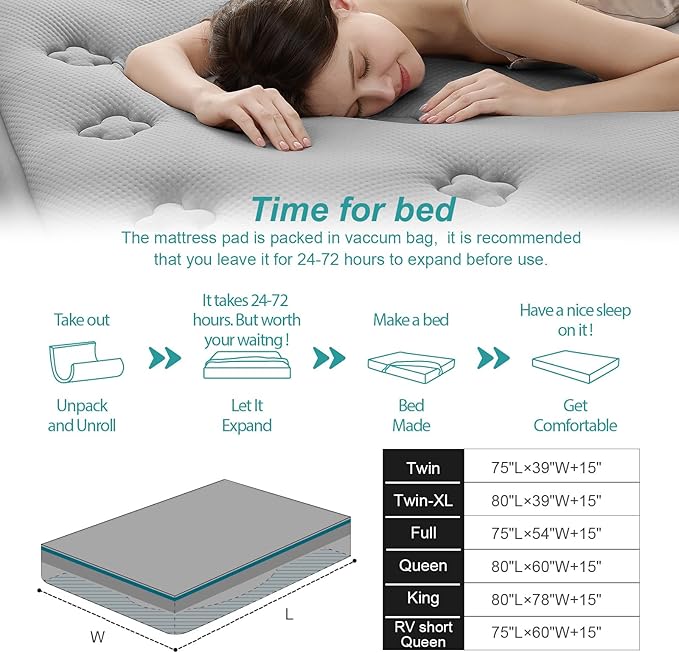 Hansleep Memory Foam Mattress Pad California King, Pillow Top Mattress Topper Cal King for Back Pain Relief with Egg Crate Gel Foam, Breathable Mattresses Cover with Deep Pocket, 72" x 84", Light Grey