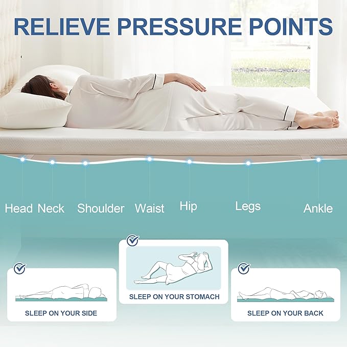 2 Inch Memory Foam Mattress Topper Full, Memory Foam Pad with Removable & Washable Cover, Bed Topper for Back Pain, Non-Slip Ventilated Design, Full Size
