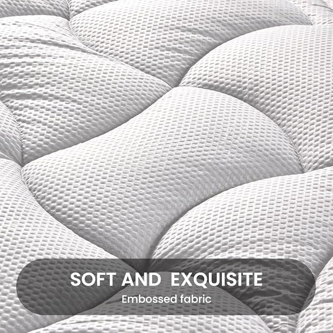 SLEEP ZONE Cooling Queen Mattress Topper for Single Bed, Premium Zoned Quilted Mattress Pad, Fitted Mattress Protector Cover, Machine Wash Durable, Deep Pocket 8-21 inch (Silver Grey, Queen)