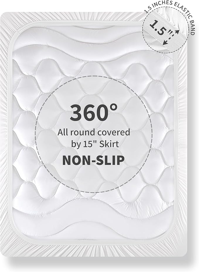 Sonive Queen Mattress Protector, Mattress Topper with 8-21" Deep Pocket, Mattress Pad with 3-Zone Support, Mattress Cover Microfiber Fitted Mattress Machine Washable White