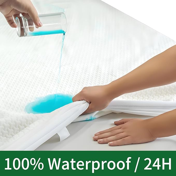 Waterproof King Size Mattress Protector,3D Air Breathable Cooling King Mattress Pad Cover,16'' Deep Pocket Fitted Sheet,Soft Noiseless King Mattress Protector, Machine Washable Mattress Cover