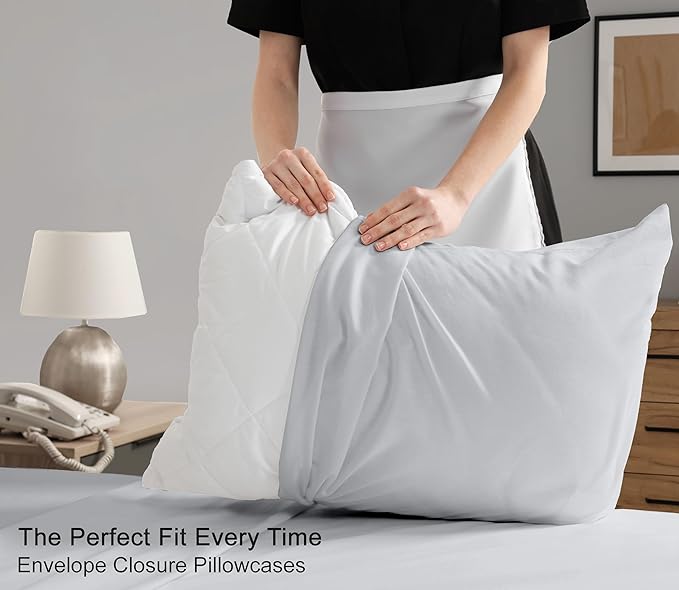 RUVANTI 100% Cotton Sheets – King Size Percale Bedding, Cooling & Breathable, Durable with a Crisp, Soft & Comfortable Feel, 16" Deep Pocket, 4-Piece Set, Quiet Gray