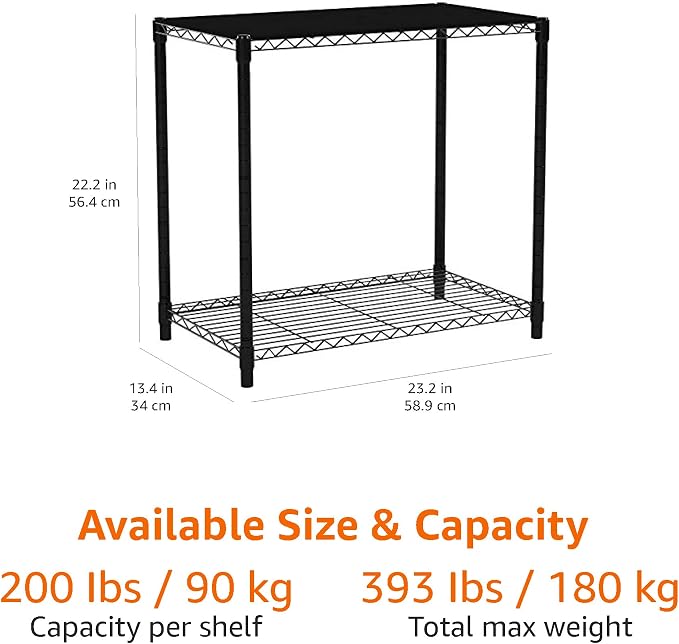 Amazon Basics 2-Shelf Stackable Storage, 13.3" D x 23.2" W x 22.2" H, Black - Image 3