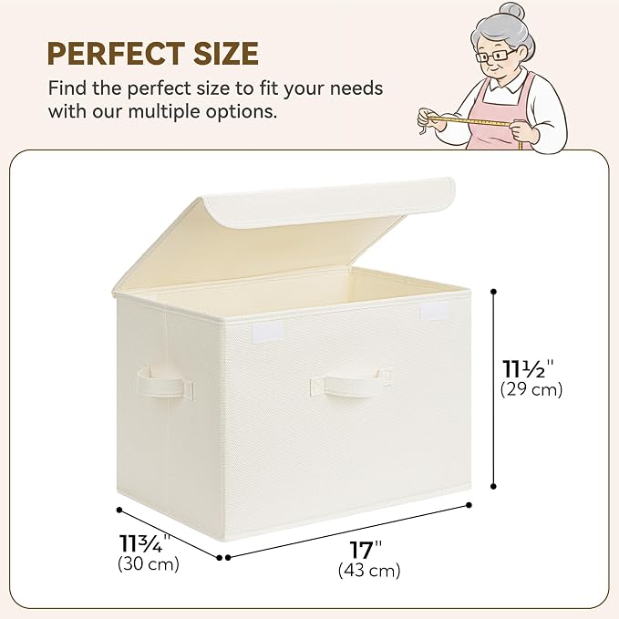 GRANNY SAYS Closet Storage Bins, Decorative Storage Boxes with Lids, Clothes Organizing Bins, Lidded Baskets for Toys, Clothing, Extra Large, Ivory White&Khaki, 2-Pack - Image 6