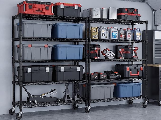 PrimeZone 74''H Wire Shelving 1250lbs 5 Tier Storage Shelves with Wheels NSF Certified Heavy Duty Steel Metal Shelf Adjustable Rolling Rack Kitchen Garage Closet Pantry Laundry 74''HX36''WX14''D - Image 8