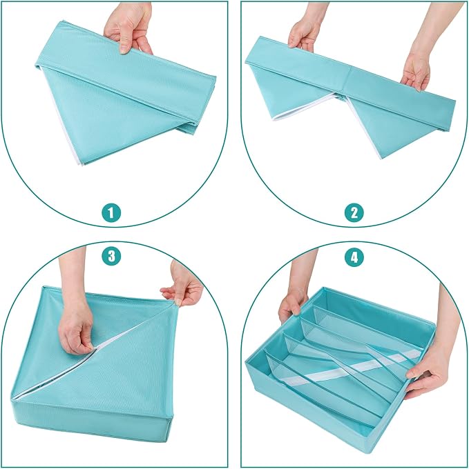 Bra Storage Drawers Organizer for Clothing Underwear Drawer Organizer Dividers Foldable Storage Cube Bins for Bra,Socks, Underwear,3 Pack （Light Green） - Image 5