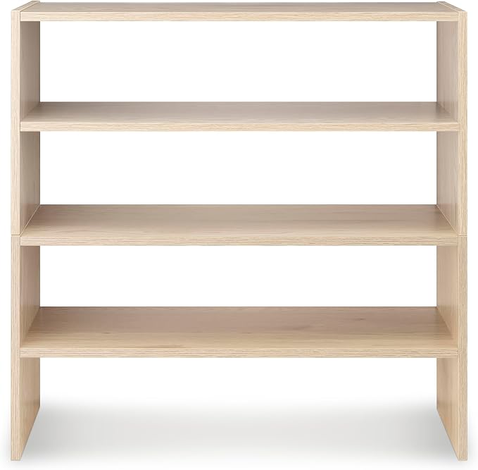 Whitmor Wood Stackable 2-Shelf Shoe Rack, White Oak, 24 inches - Image 6