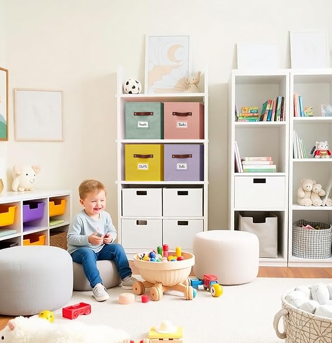 DECOMOMO Storage Cubes, 13x13x13 Storage Cube Bins with Labels, Fabric Organizer Bins (13" / 6pcs, Rainbow) - Image 9