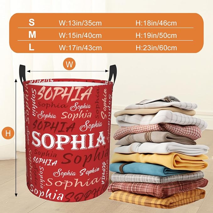Custom Name Laundry Hamper, Personalized Laundry Basket with Name for Baby Boys Girls, Customized Collapsible Dirty Clothes Hamper Storage with Handles for Bedroom Bathroom Dorm Room Decor - Image 3