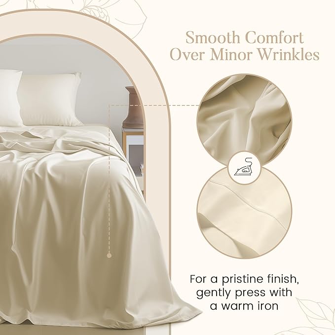 King Sheets Deep Pocket King Sheet Set, 100% Cotton Bed Sheets, 800TC 4PC Sateen Weave Luxury Bedding Sheet & Pillowcase Sets, Soft & Comfy Naturally Cool, No Pill Machine Washable - Ivory