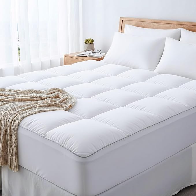 Mattress Topper California King, Plush Pillow Top Extra Thick Mattress Pad Cover, Quilted Fitted Mattress Protector with Deep Elastic Pocket, Overfilled Down Alternative Filling Bed Toppers