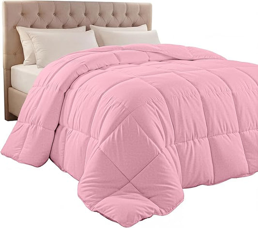 Utopia Bedding Twin Comforter Duvet Insert, Quilted Pink Comforter with Corner Tabs, Box Stitched Down Alternative Comforters Twin Size 64 x 88 inches
