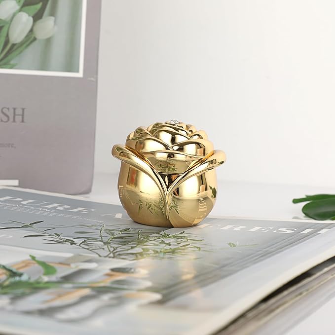 Hipiwe Rose Shape Vintage Jewelry Box - Small Trinket Storage Case Gold Ring Holder Treasure Box Organizer Keepsake Box for Rings Earrings Necklace, Gift for Women - Image 4