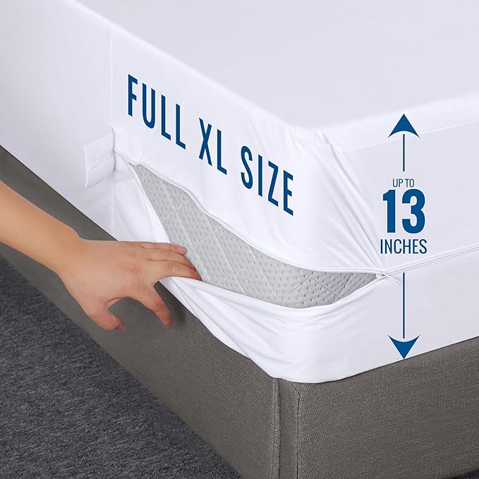 Utopia Bedding Mattress Protector Zippered Full XL Size (Pack of 2), 100% Waterproof Bed Bug and Dust Mite Proof Mattress Encasement, Absorbent 6 Sided Mattress Cover