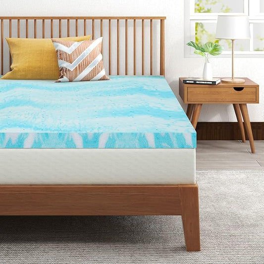 Mattress Topper, 3 Inch Twin XL Size Gel Memory Foam Bed Topper, Pressure Relief, CertiPUR-US Certified, Light Blue