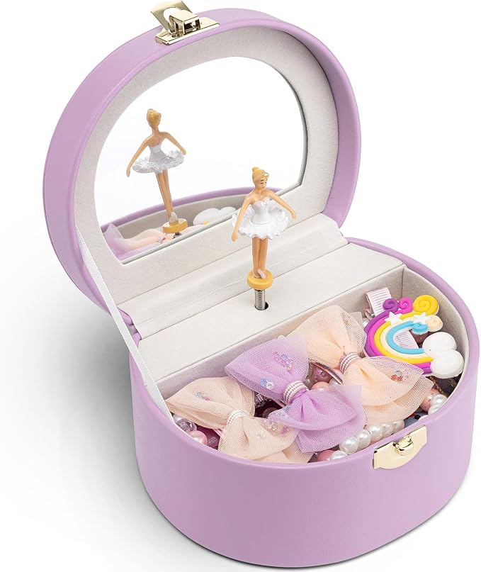 VLANDO Musical Jewelry Box for Girls, Small Kid Music Box with Ballerina for Party Bedroom Decor, Bithday Gift for Girl - Purple by VLANDO
