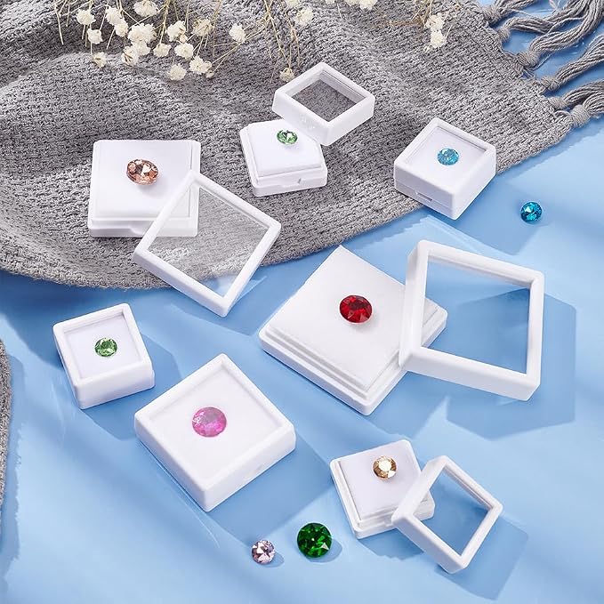 BENECREAT 24PCS 3 Size Gemstone Display Boxes With Clear Lid and Sponge, Jewelry Storage Box Organizer Case for Medallions, Antique, Jewelry, Small Gifts Packing - Image 5