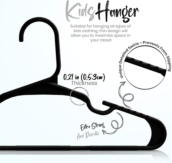Utopia Home Kids Hangers 100 Pack - Plastic Baby Hangers for Closet - Childrens Hanger for Clothes & Infant Hanger for Closet - for Everyday Standard Use (Black) - Image 6