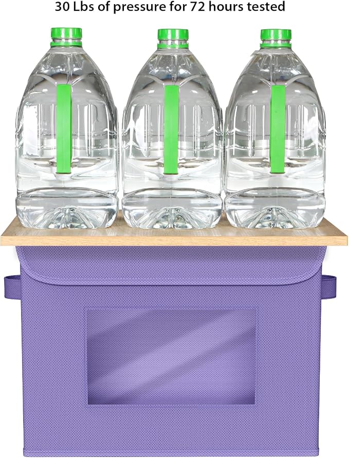 Univivi Storage Bins with Lids [4-Pack] Fabric Lidded Storage Baskets Stackable Closet Storage Bins, Closet Organizers and Storage with Lid & Clear Window for Home, Office, Bedroom (Purple) - Image 3