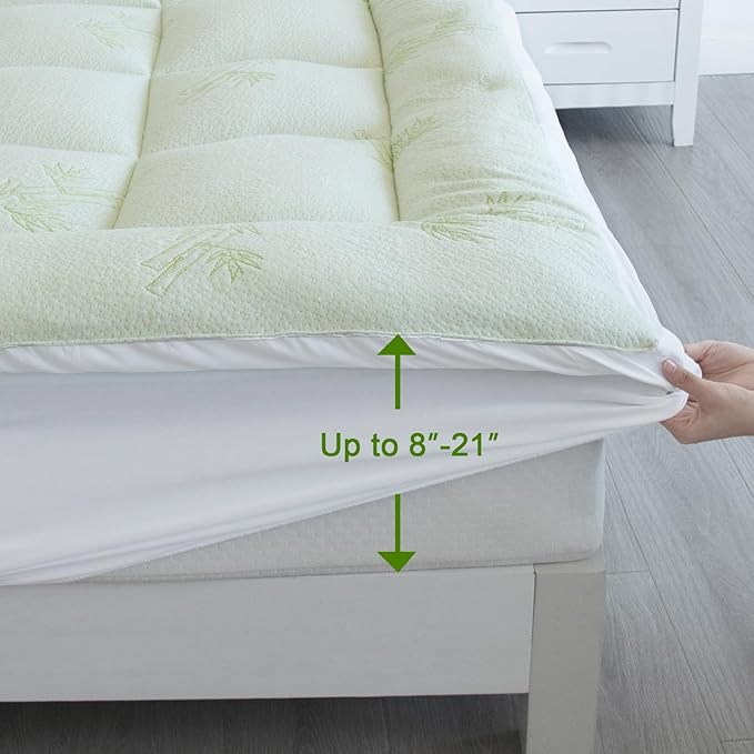 Dual Layer Cooling Mattress Topper Queen Size Memory Foam, 4.5 Inch Pillow Top Mattress Topper (2.7" Extra Thick Soft Plush Mattress Pad &1.8" Gel and Firm Foam for Back Pain)