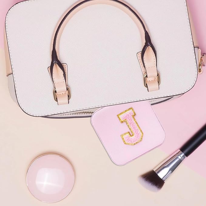 ETHOON Jewelry Travel Case Small Organizer Stocking Box Personalized Gifts Teenage Jewelry Accessories Holiday Wedding Christmas Gift for Women Pink, Letter T - Image 3
