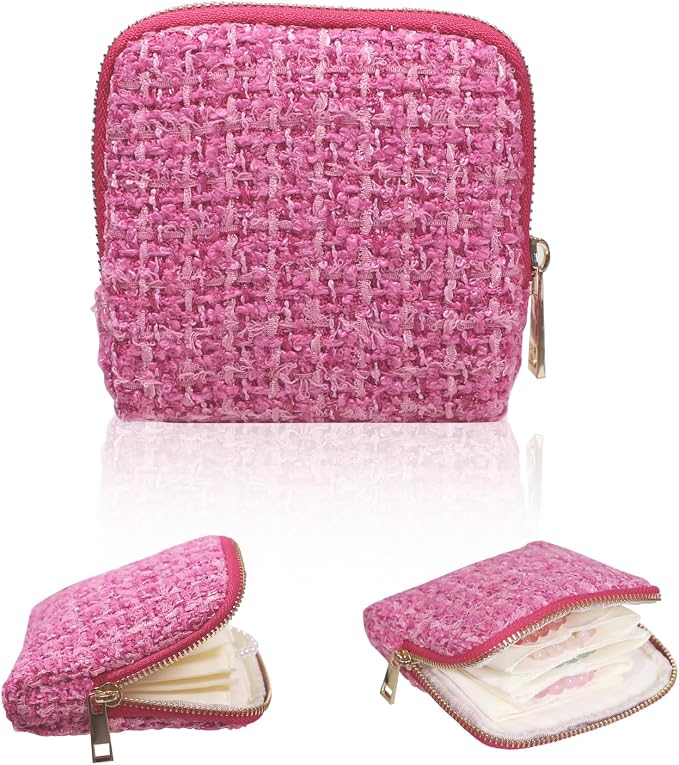 Stratalife Jewelry Travel Case - Small Jewelry Pouch for Bracelets Necklace Bangles Healing Crystal, Portable Earring Ring Organizer for Traveling with Zipper Gift for Women, Rose Pink by Stratalife