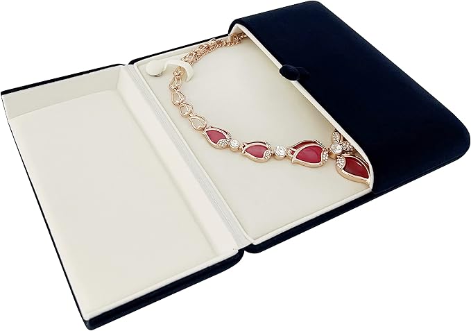 Velvet Jewelry Case for Pearl Necklace Large Velvet Necklace Stoarge Box for Pearl Strands Multi-strand Necklace Storage Box (Jewelry not included) - Image 3