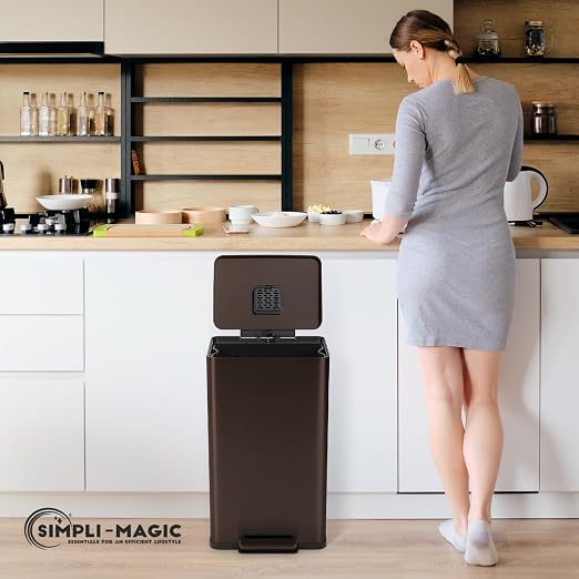 Simpli-Magic 50 Liter / 13.2 Gallon Soft-Close, Smudge Resistant Trash Can with Foot Pedal and Built in Filter- Brown - Image 7